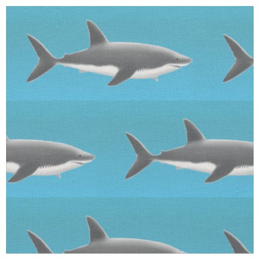 Swimming Great White Shark Fabric