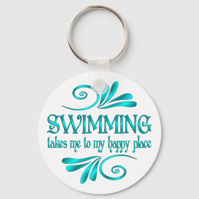 Swimming Happy Place Keychain (Front)