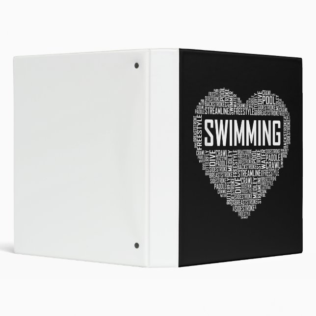 Swimming Heart Coach Swimmer Gift Swim Lover Gifts 3 Ring Binder (Background)