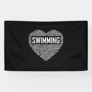 Swimming Heart Coach Swimmer Gift Swim Lover Gifts Banner