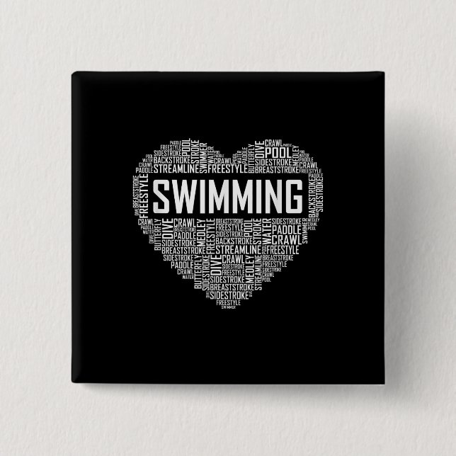 Swimming Heart Coach Swimmer Gift Swim Lover Gifts Button (Front)