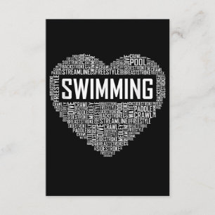 Swimming Heart Coach Swimmer Gift Swim Lover Gifts Enclosure Card