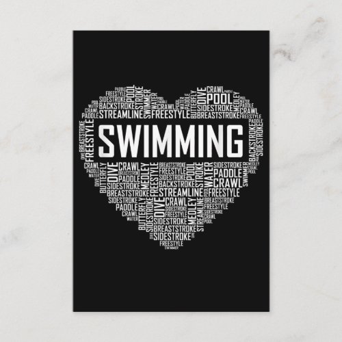 Swimming Heart Coach Swimmer Gift Swim Lover Gifts Enclosure Card