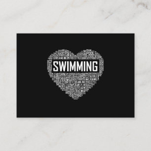 Swimming Heart Coach Swimmer Gift Swim Lover Gifts Enclosure Card