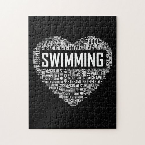 Swimming Heart Coach Swimmer Gift Swim Lover Gifts Jigsaw Puzzle