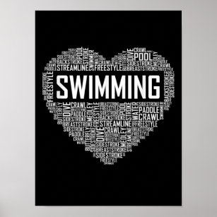 Swimming Heart Coach Swimmer Gift Swim Lover Gifts Poster