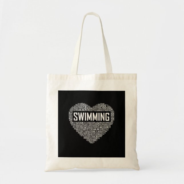 Swimming Heart Coach Swimmer Gift Swim Lover Gifts Tote Bag (Front)