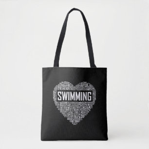 Swimming Heart Coach Swimmer Gift Swim Lover Gifts Tote Bag