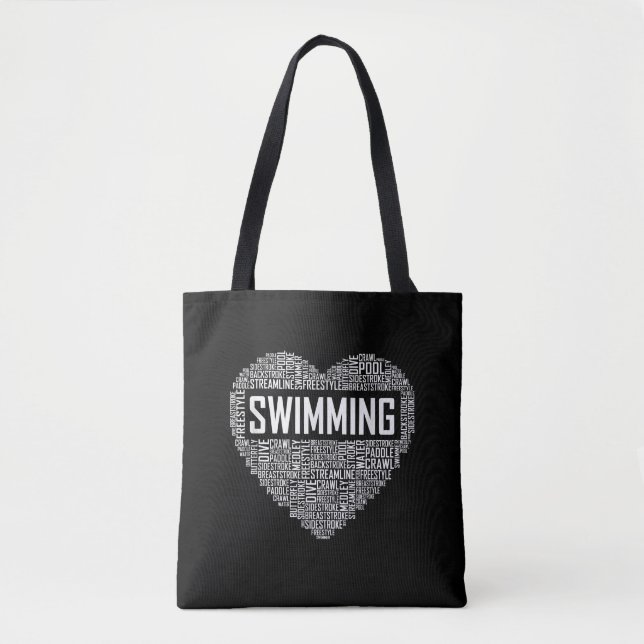 Swimming Heart Coach Swimmer Gift Swim Lover Gifts Tote Bag (Front)
