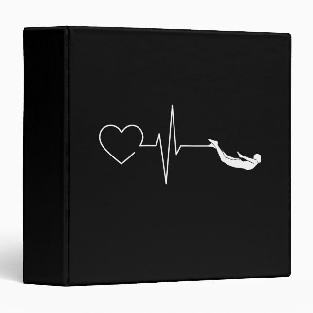 Swimming Heartbeat Gift for Swimmers 3 Ring Binder (Front/Spine)