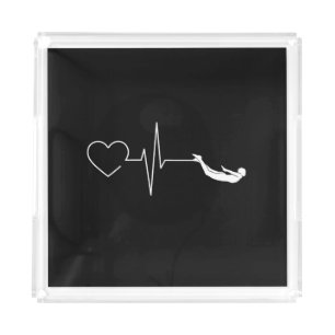 Swimming Heartbeat Gift for Swimmers Acrylic Tray