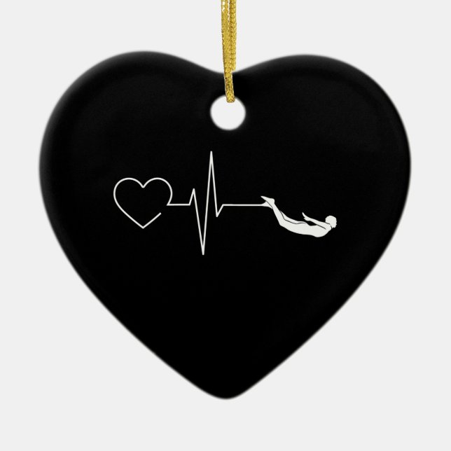 Swimming Heartbeat Gift for Swimmers Ceramic Ornament (Front)
