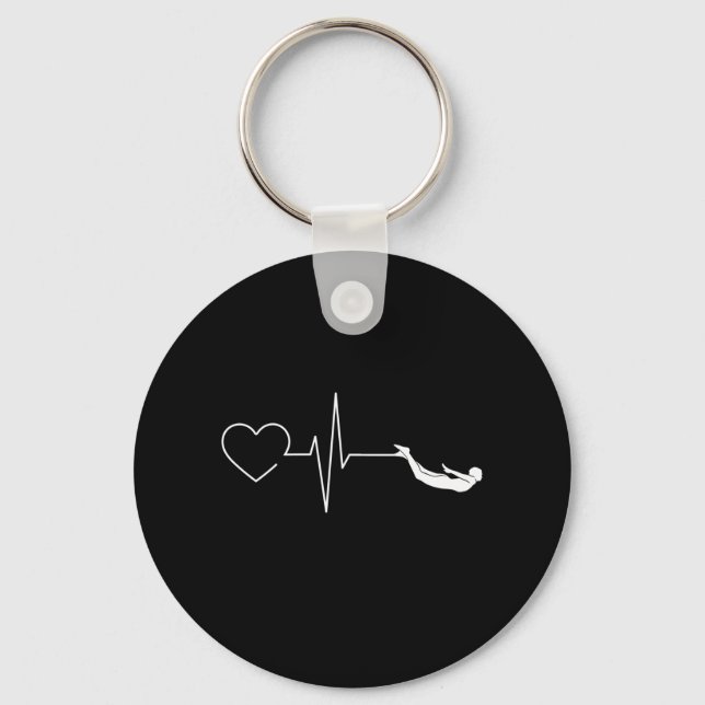 Swimming Heartbeat Gift for Swimmers Keychain (Front)