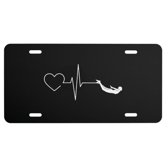 Swimming Heartbeat Gift for Swimmers License Plate (Front)