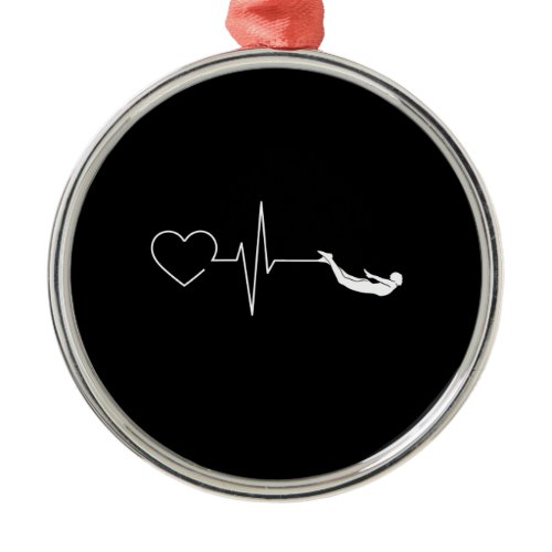 Swimming Heartbeat Gift for Swimmers Metal Ornament