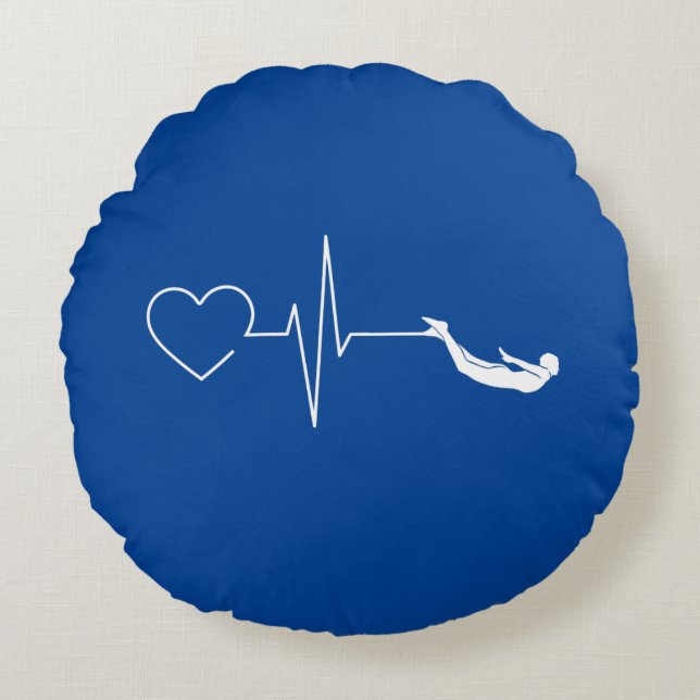 Swimming Heartbeat Round Pillow (Front)