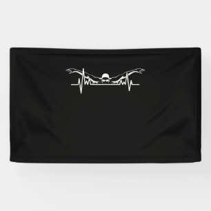 Swimming Heartbeat Swim Team Swimmer Women Girls Banner