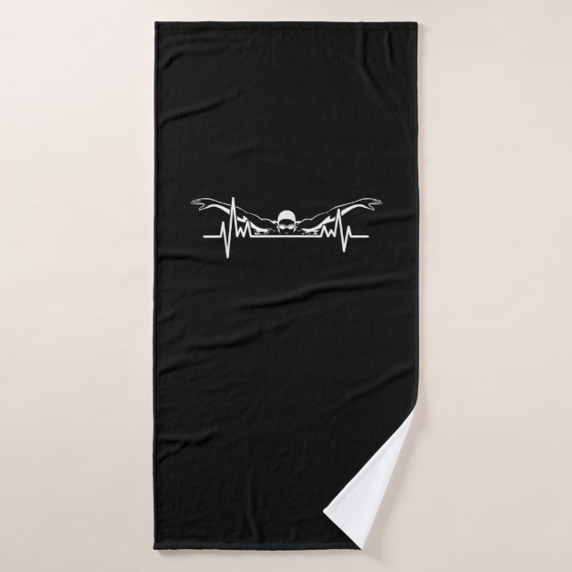 Swimming Heartbeat Swim Team  Swimmer Women Girls Bath Towel (Bath Towel)