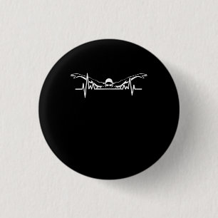 Swimming Heartbeat Swim Team Swimmer Women Girls Button