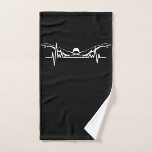 Swimming Heartbeat Swim Team Swimmer Women Girls Hand Towel