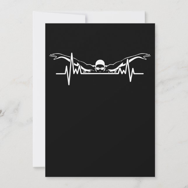 Swimming Heartbeat Swim Team Swimmer Women Girls Holiday Card (Front)