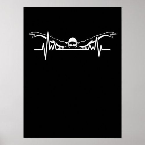 Swimming Heartbeat Swim Team  Swimmer Women Girls Poster