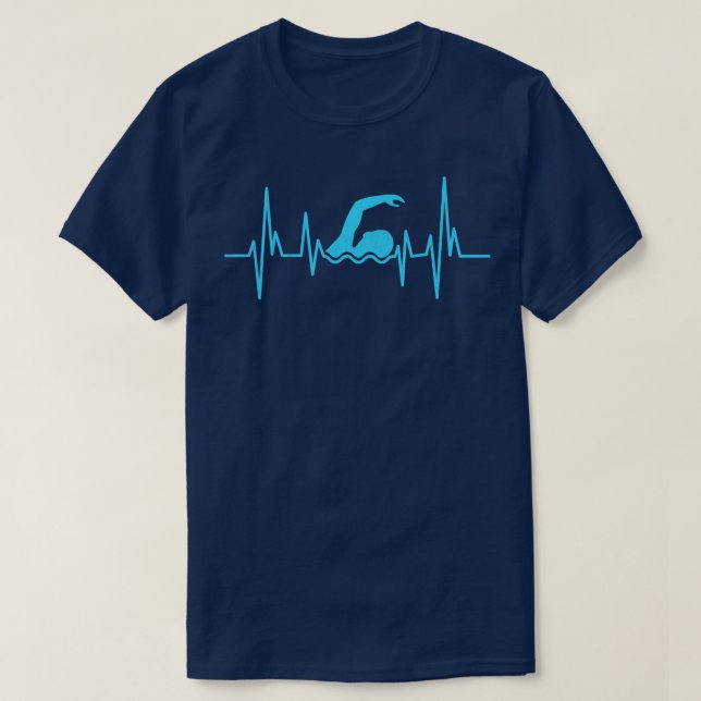 Swimming Heartbeat Swimmer I Like to Swim Swimming T-Shirt (Design Front)