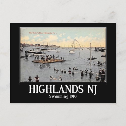 Swimming Highlands New Jersey 1910 Vintage Postcard