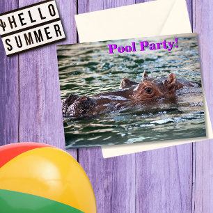 Swimming Hippo•Pool Party•Custom Postcard