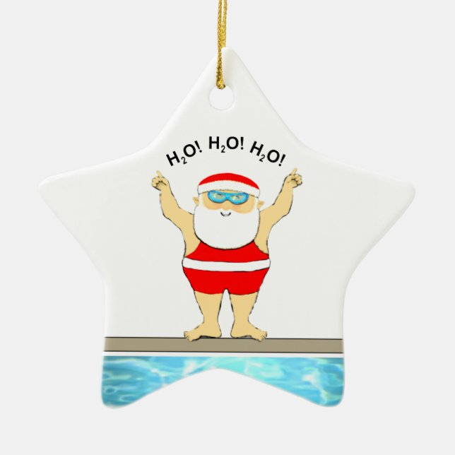 Swimming Holiday Gifts Ceramic Ornament (Front)