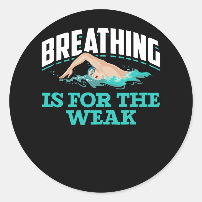 Swimming Humor Funny Swimmer Classic Round Sticker (Front)