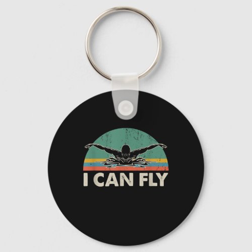 Swimming I Can Fly Funny Swimming Gifts Keychain