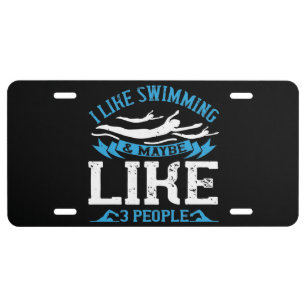 Swimming - I like swimming and 3 people License Pl Plate