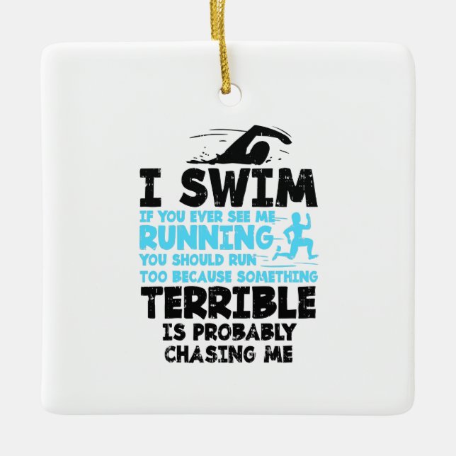Swimming - I Swim  Ceramic Ornament (Front)