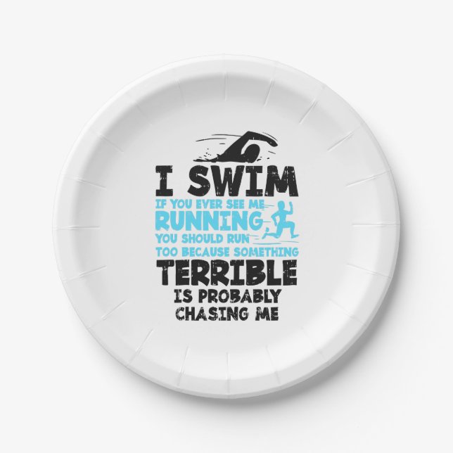 Swimming - I Swim  Paper Plates (Front)