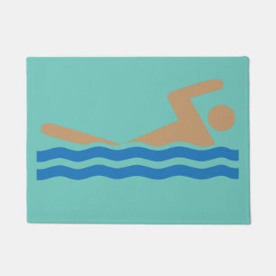 Swimming icon in color doormat