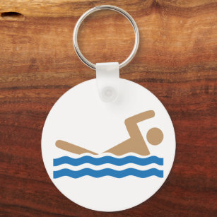 Swimming icon pictograph in color keychain