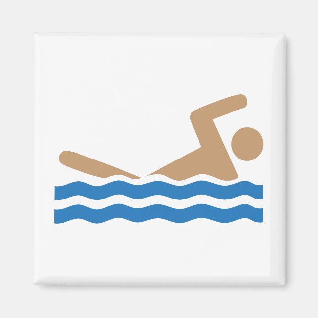 Swimming icon pictograph in color magnet (Front)