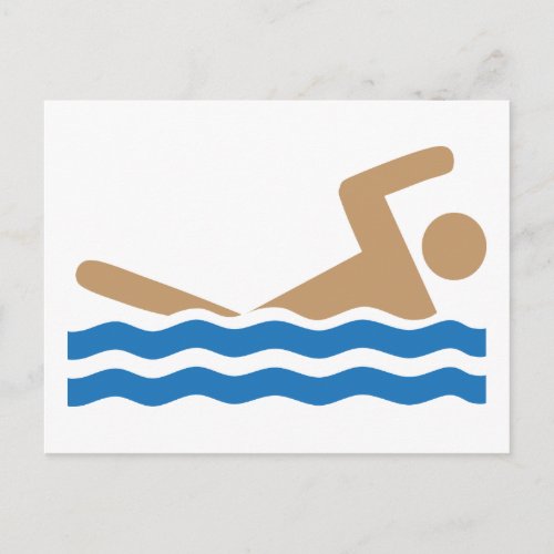 Swimming icon pictograph in color postcard