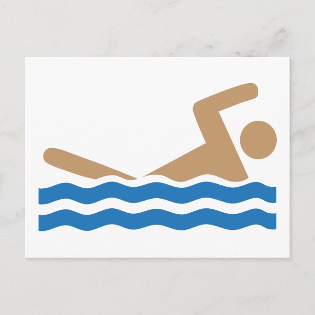Swimming icon pictograph in color postcard (Front)