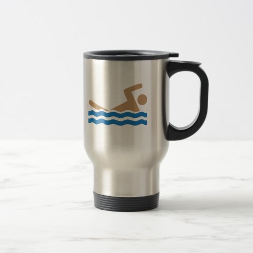 Swimming icon pictograph in color travel mug