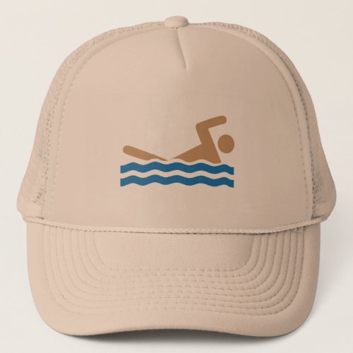 Swimming icon pictograph in color trucker hat