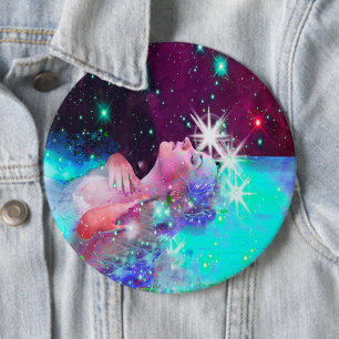 Swimming in a cosmic dream pinback button