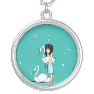 swimming in the sand silver plated necklace