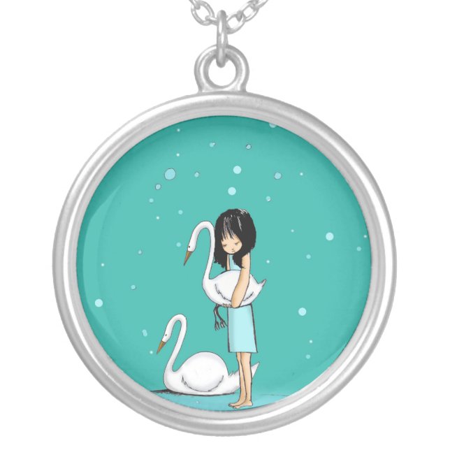 swimming in the sand silver plated necklace (Front)