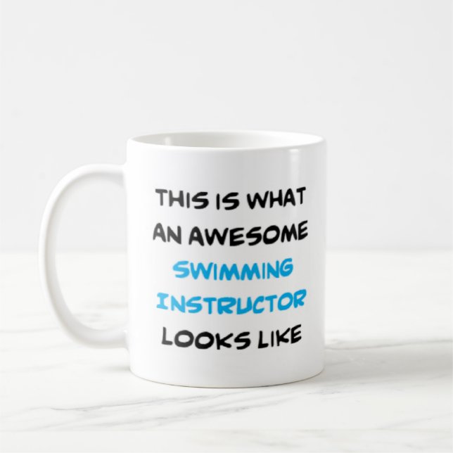 swimming instructor, awesome coffee mug (Left)