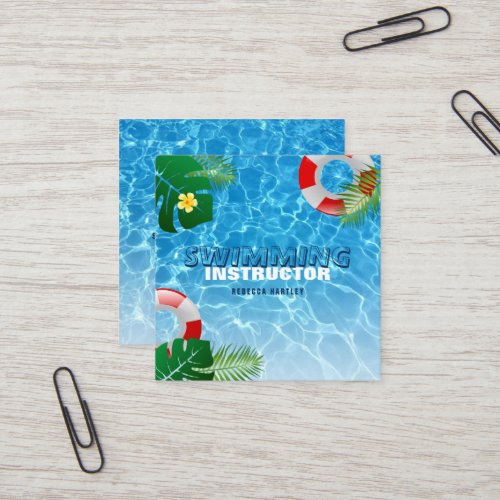 Swimming Instructor Square Business Card