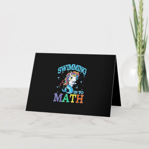 Swimming Into Math Unicorn Mermaid T_Shirt Card
