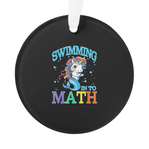 Swimming Into Math Unicorn Mermaid T-Shirt Ornament