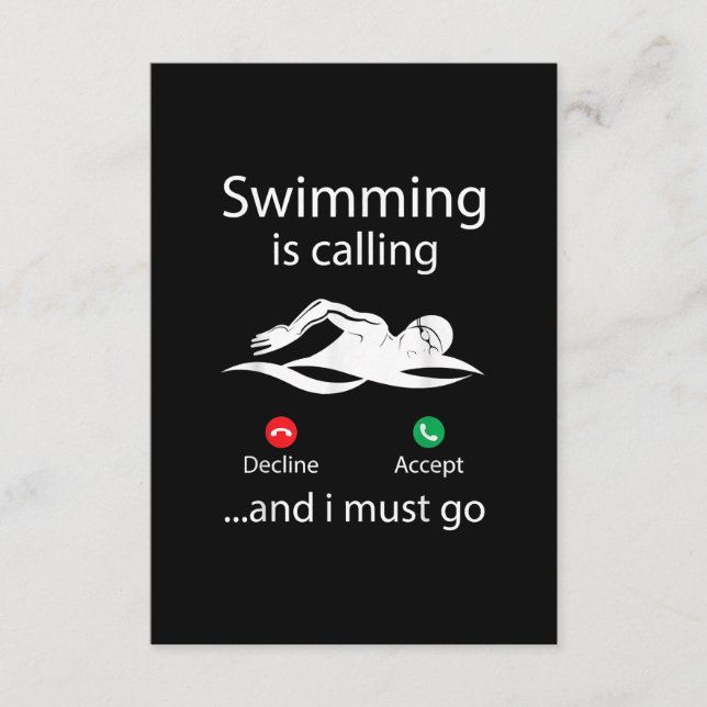 Swimming Is Calling Decline Accept & I Must Go Enclosure Card (Front)